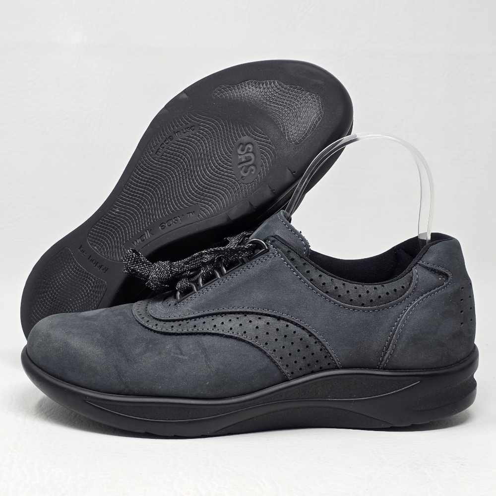 SAS Shoes Women's Size 6.5 M Walking Black Leather Round Toe Lace Up Shoes